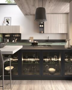 Evo | Cucina Korinna rovere ghiaccio salvia laccato opaco