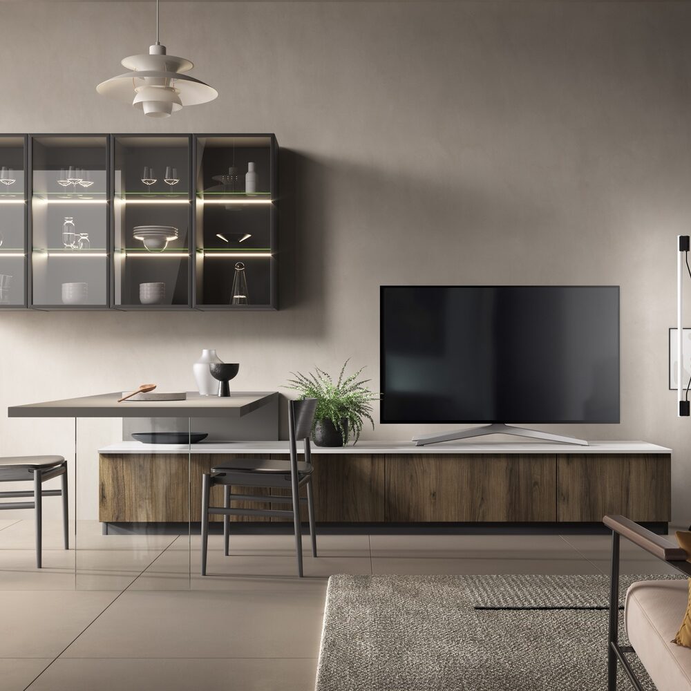 cucina in PET con maniglia e sistema gola Bali